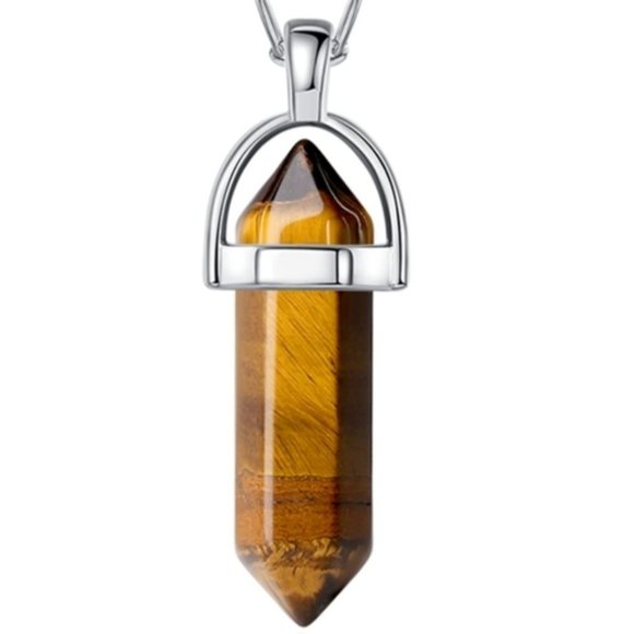 Rose Wrap Tiger Eye Hexagonal Chakra Energy Healing Pendant Necklace New - Picture 1 of 3